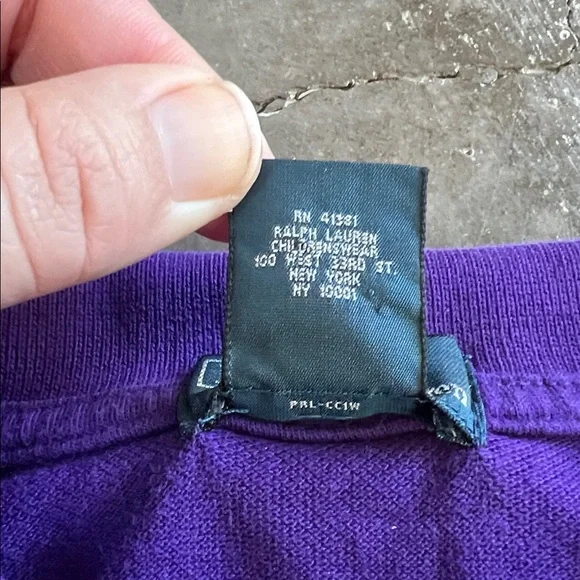POLO RALPH LAUREN LONG SLEEVE purple large Gold Pony RUGBY polo BOYS SIZE 6 - Picture 6 of 7